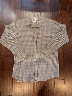 Cinch Men's Long-Sleeve Checked Button-Down Shirt Brown Black White 100% Cotton